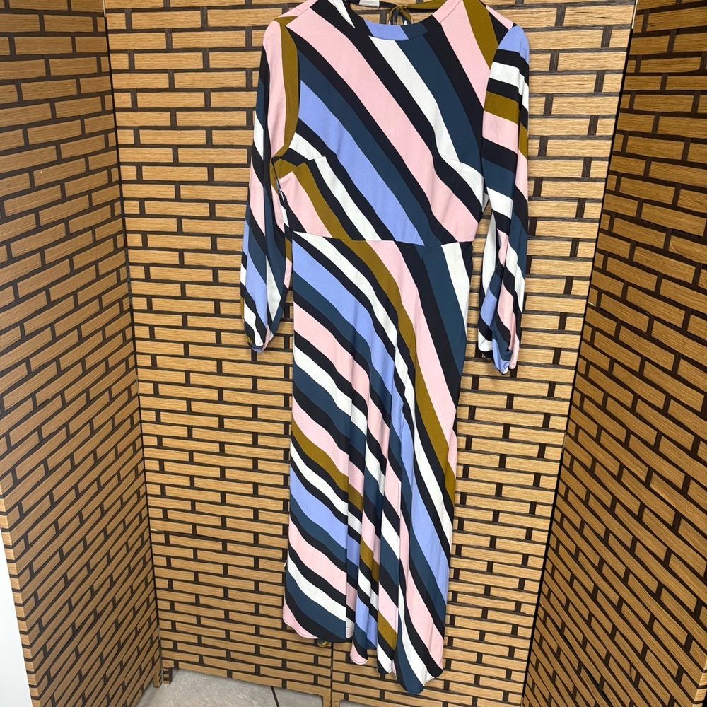 Topshop Multi Color Stripe Open‎ Back Maxi Dress Size 8